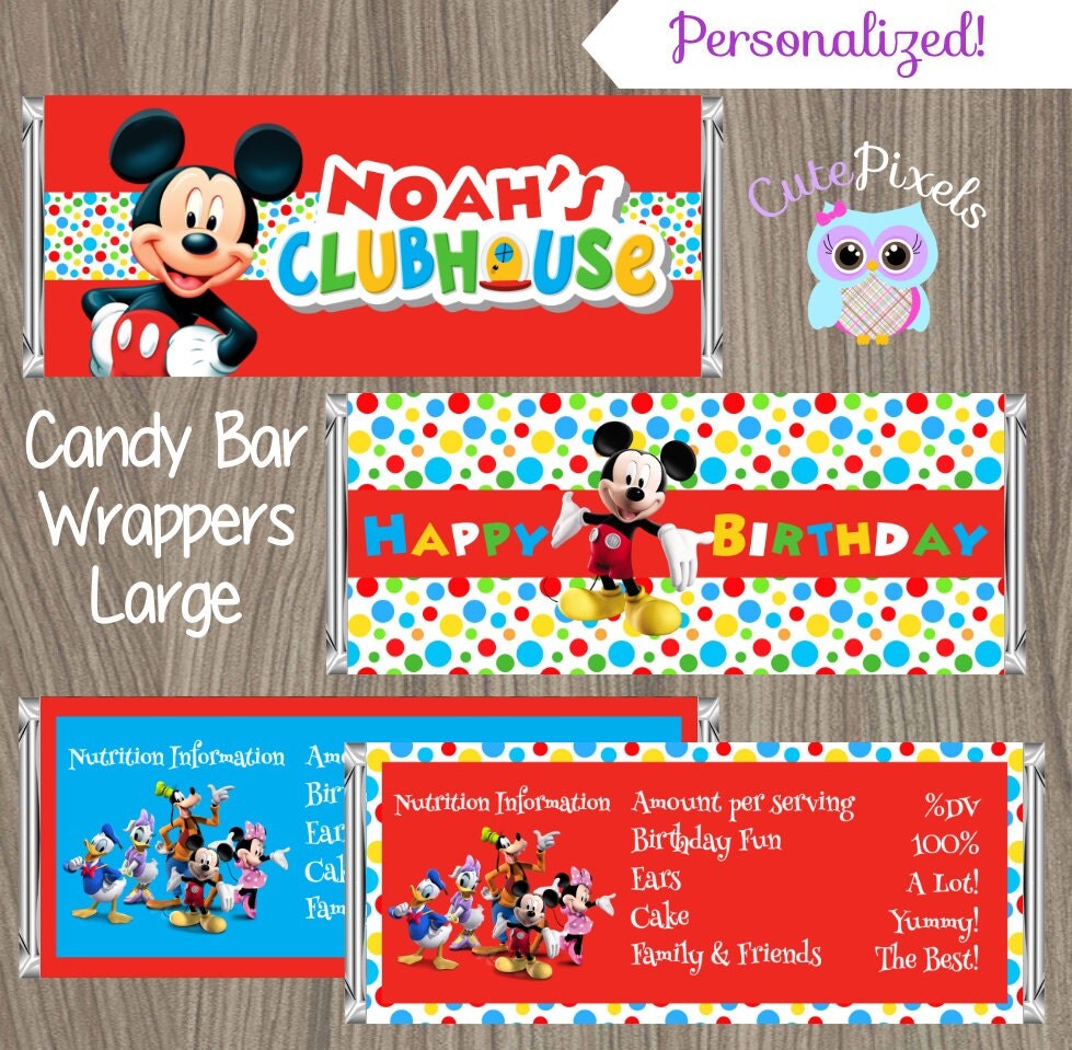 Mickey Mouse Candy Bar Wrappers Mickey Mouse Clubhouse Candy