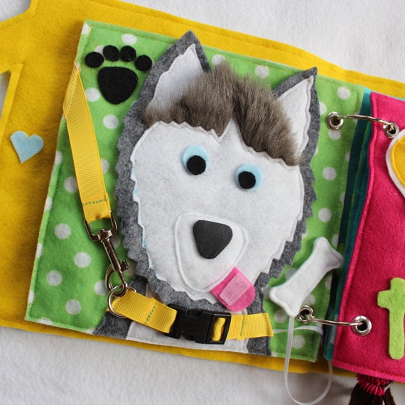 Custom Hand-Crafted Quiet Book Page Give the Dog a