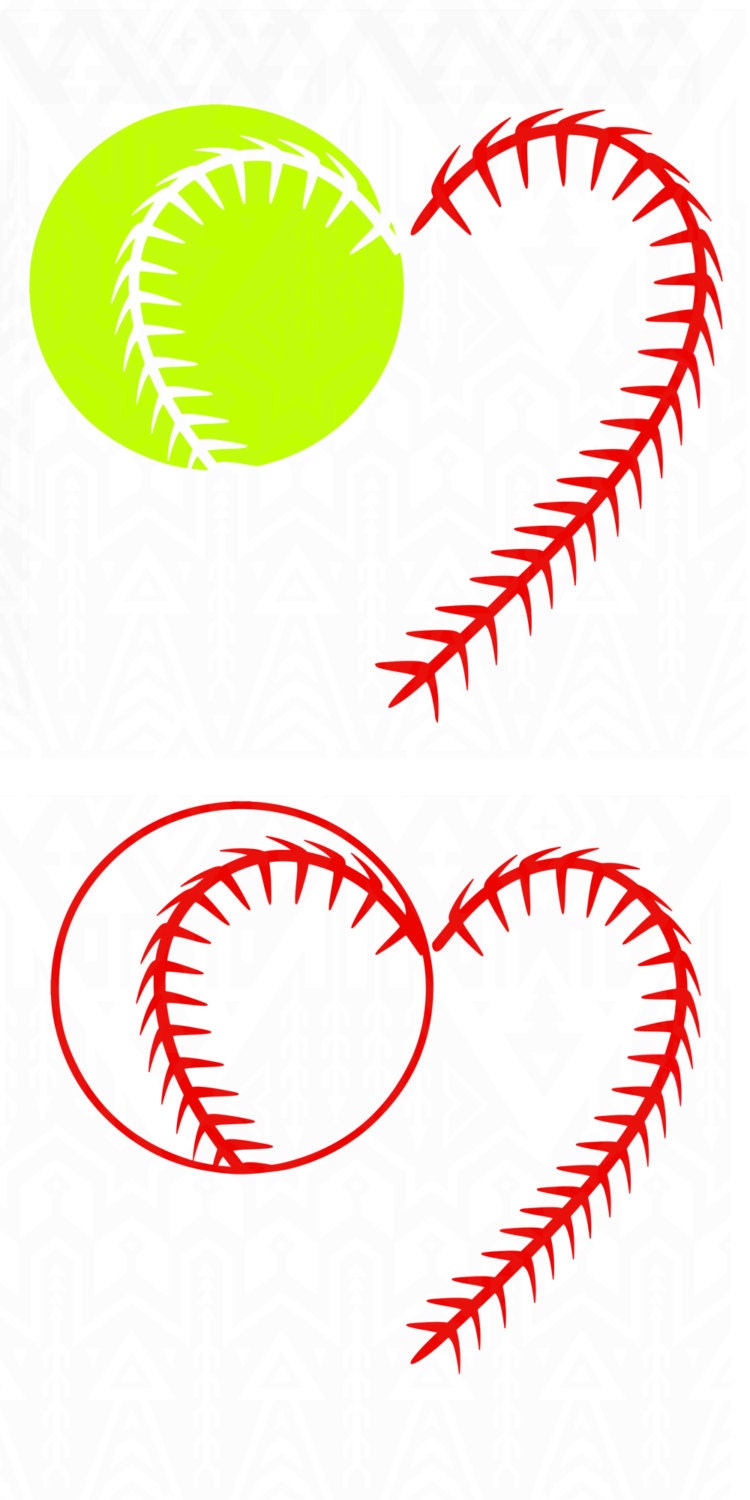 2 Baseball & Laces Heart SVG Design Silhouette Studio by ...