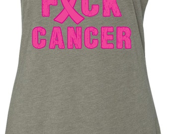 Ladies Breast Cancer Awareness Tanktop F*CK Cancer Tri Blend Racerback Tank Top FCANCER-NL6733