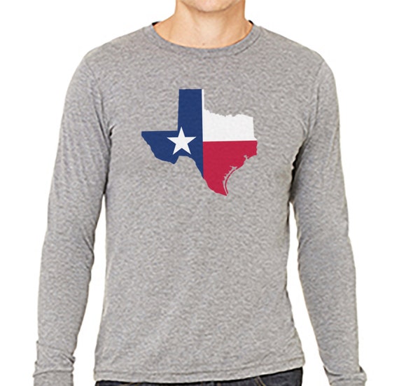 Men's Jersey Long Sleeve Tee Featuring the State of Texas