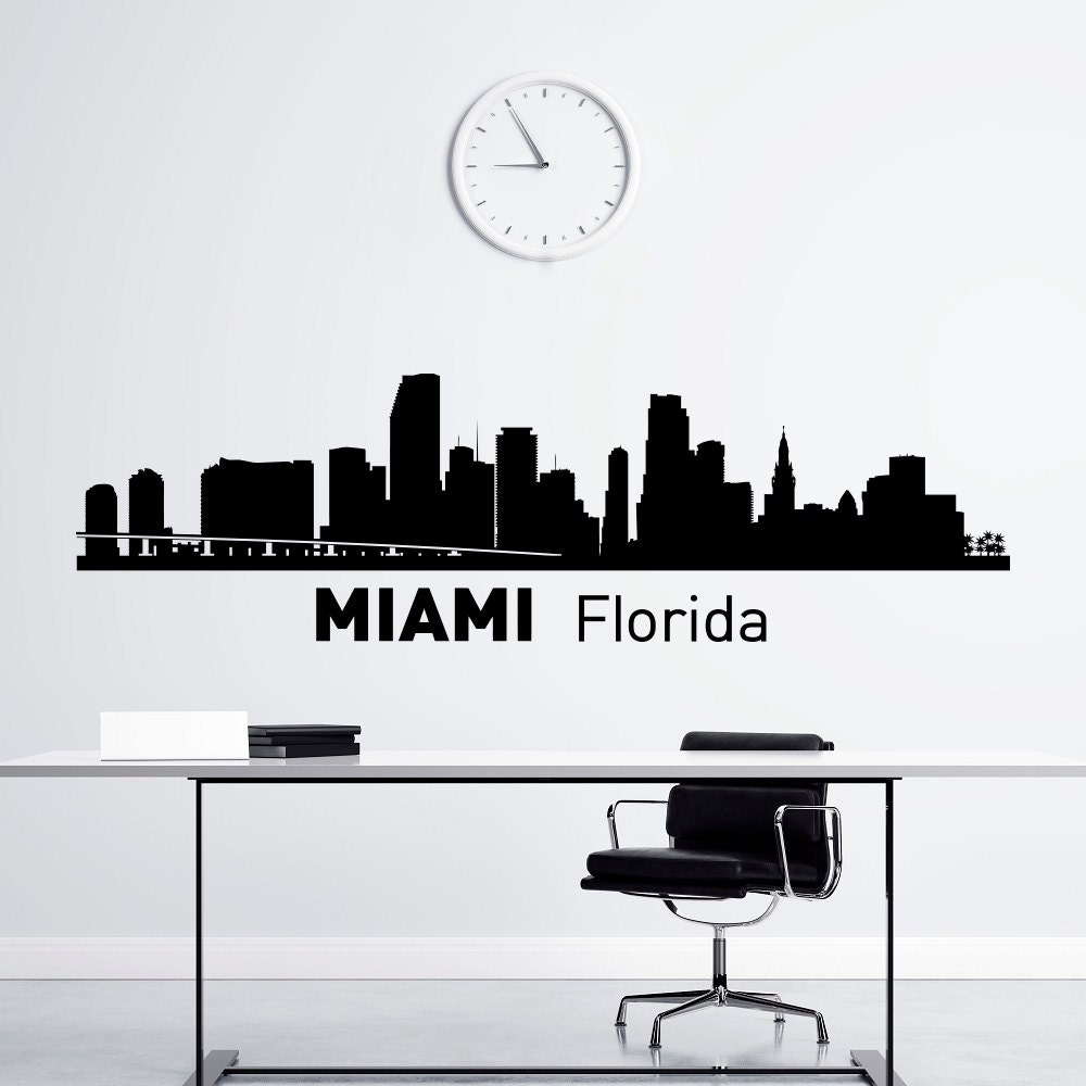 Miami Skyline Wall Decal City Silhouette Florida State Wall