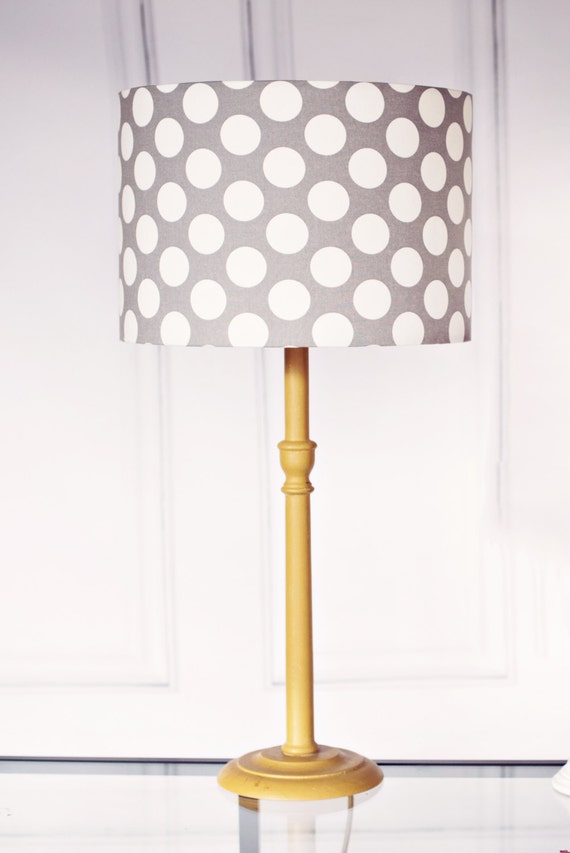 Lamp shades grey lampshade polka dot lamp by ShadowbrightLamps