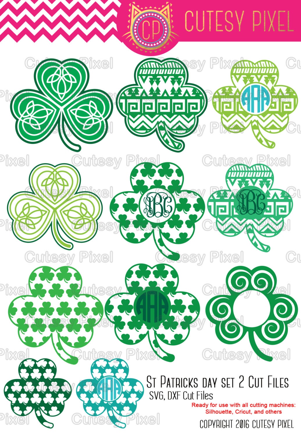 Download SALE St. Patricks Day Monogram Frames Svg cutting file