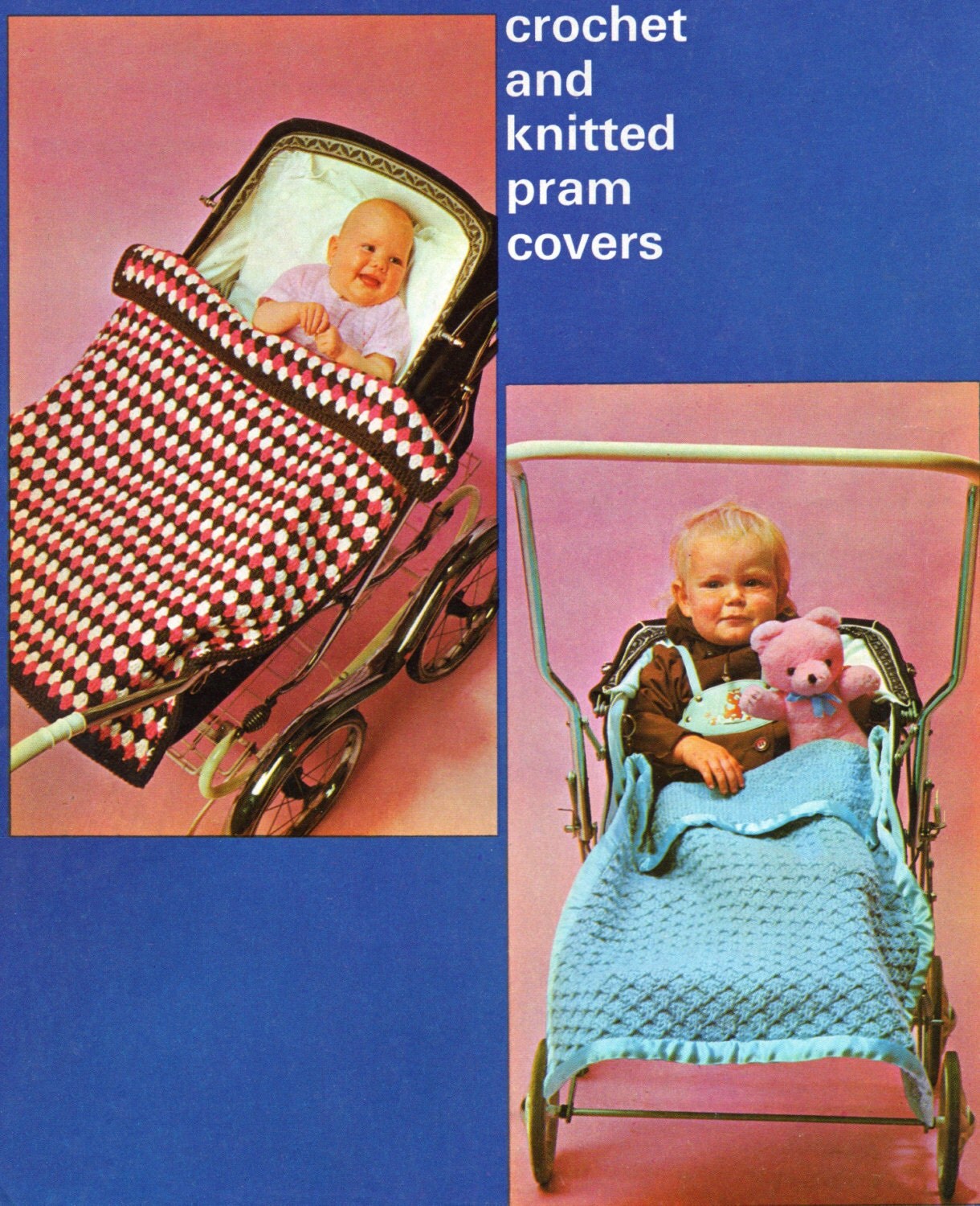 Crochet and Knitting Pattern Pram Cover Baby Blankets
