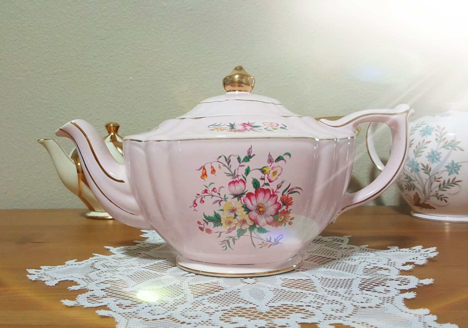 RESERVED SALE Sadler Pink Teapot originally USD 297