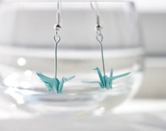 Origami Crane Earrings.Choose your own colour.Origami Gift.Handmade.Origami Earrings.Origami Jewellery.Paper Jewellery.Miniature Origami