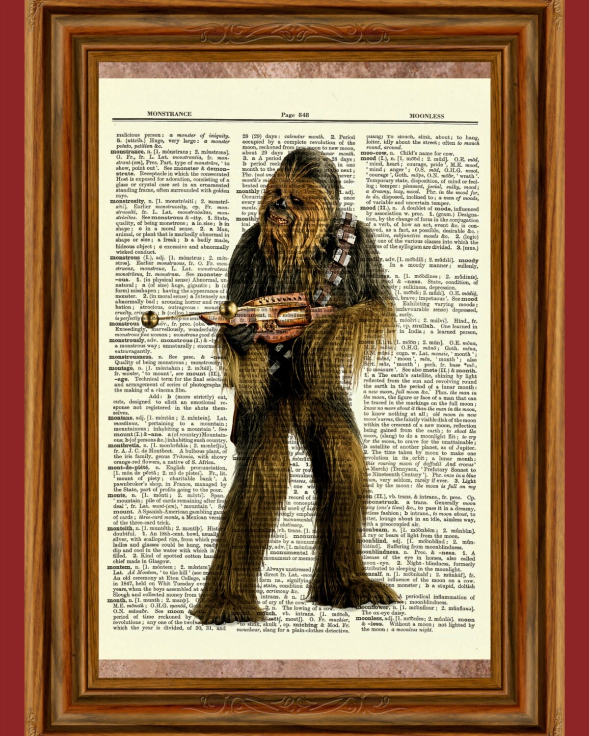 Chewbacca Star Wars Upcycled Dictionary Art Print Poster