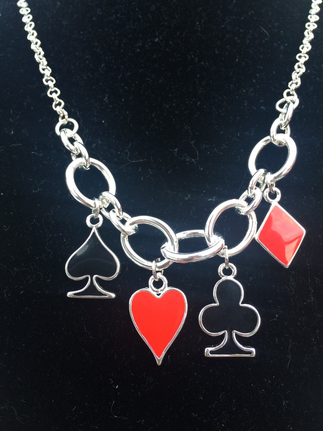 Spade Heart Diamond and Club Charm Necklace/playing card