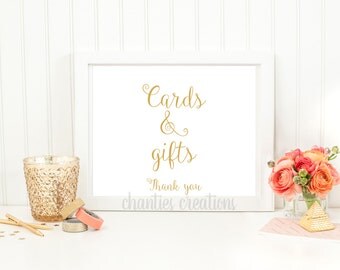 Cards and Gifts Table Wedding Sign Printable Gold