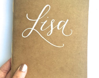 Custom Journal (Handmade, Personalized, Hand Lettered, Kraft, Moleskine Cahier Style, 5.5x8.5in)