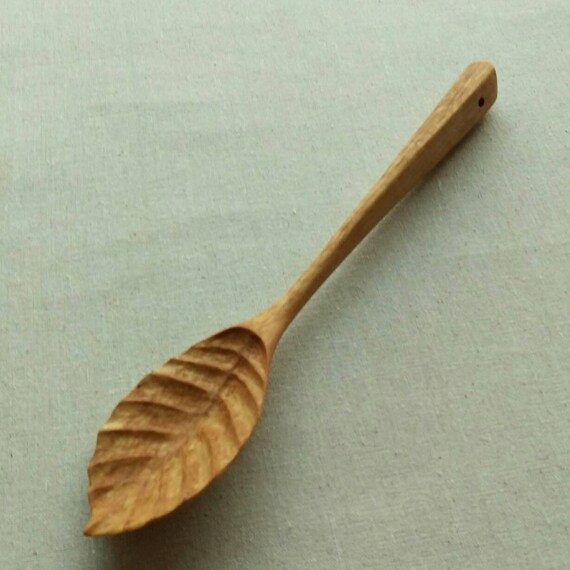 Carved Leaf Spoon by JHenryWoodworks on Etsy