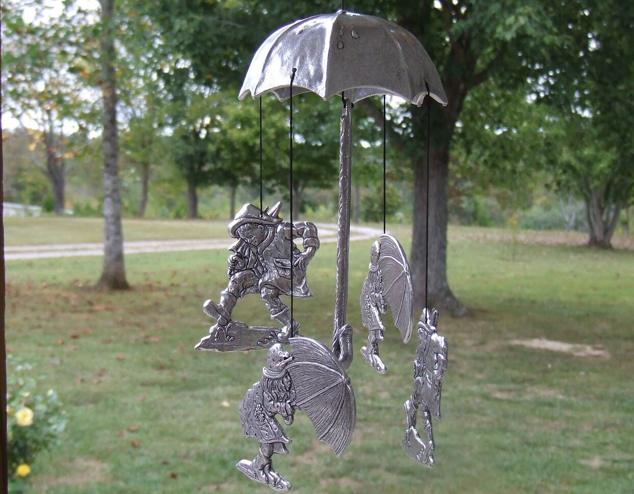 Vintage Carson Pewter Wind Chimes Canopy Kids Zoom