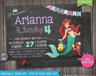 85% OFF - The Little Mermaid Invitation - INSTANT DOWNLOAD - Printable Little Mermaid Birthday Invite - DiY Personalize & Print - (LMin01)
