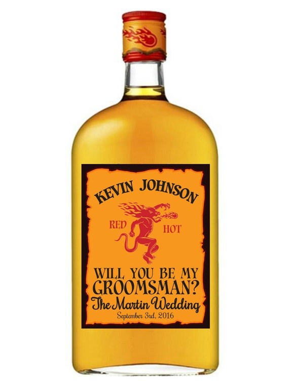 Be My Groomsman Fireball Whiskey bottle label by BCDesignsLLC