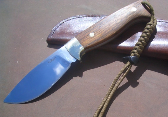 SALE Custom Large Hunting Knife with leather by LaRoccaKnives