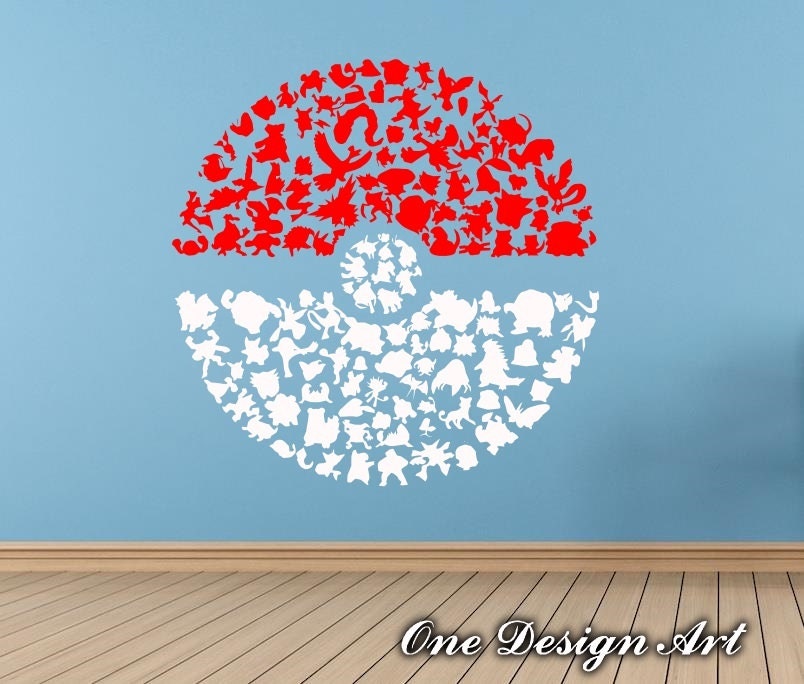 Huge Pokeball Poke Ball Pokemon Decal Vinyl Sticker Wall