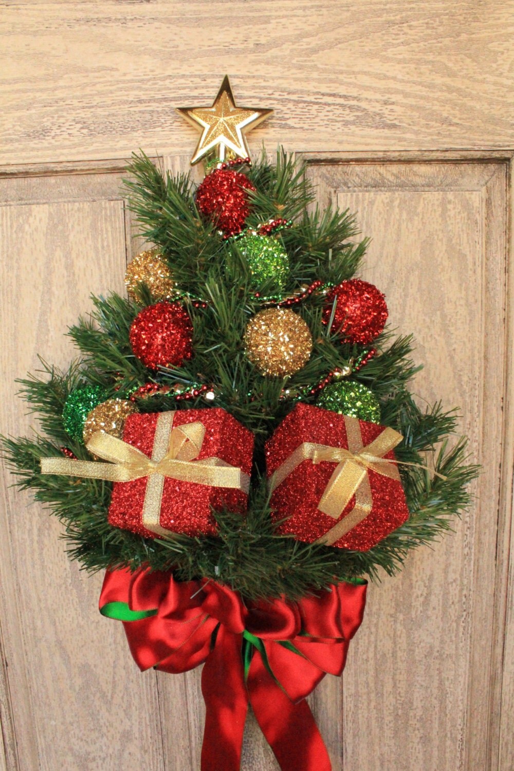 Wall Mounted Artificial Pine Christmas Tree by LoveJoyandWreaths