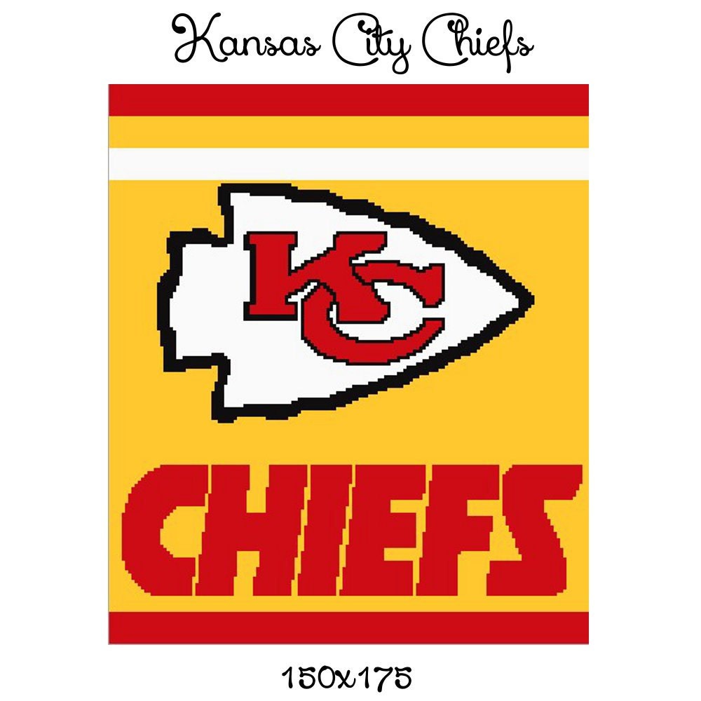 Kansas City Chiefs Arrowhead - Single Crochet Written Graphghan