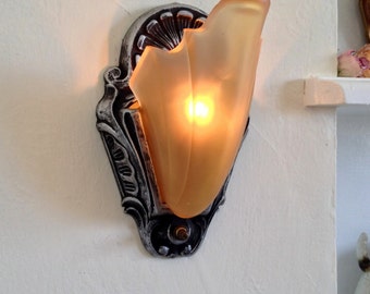 Jadeite Porcelain Wall Sconce with Milk by AntiqueLightFixtures