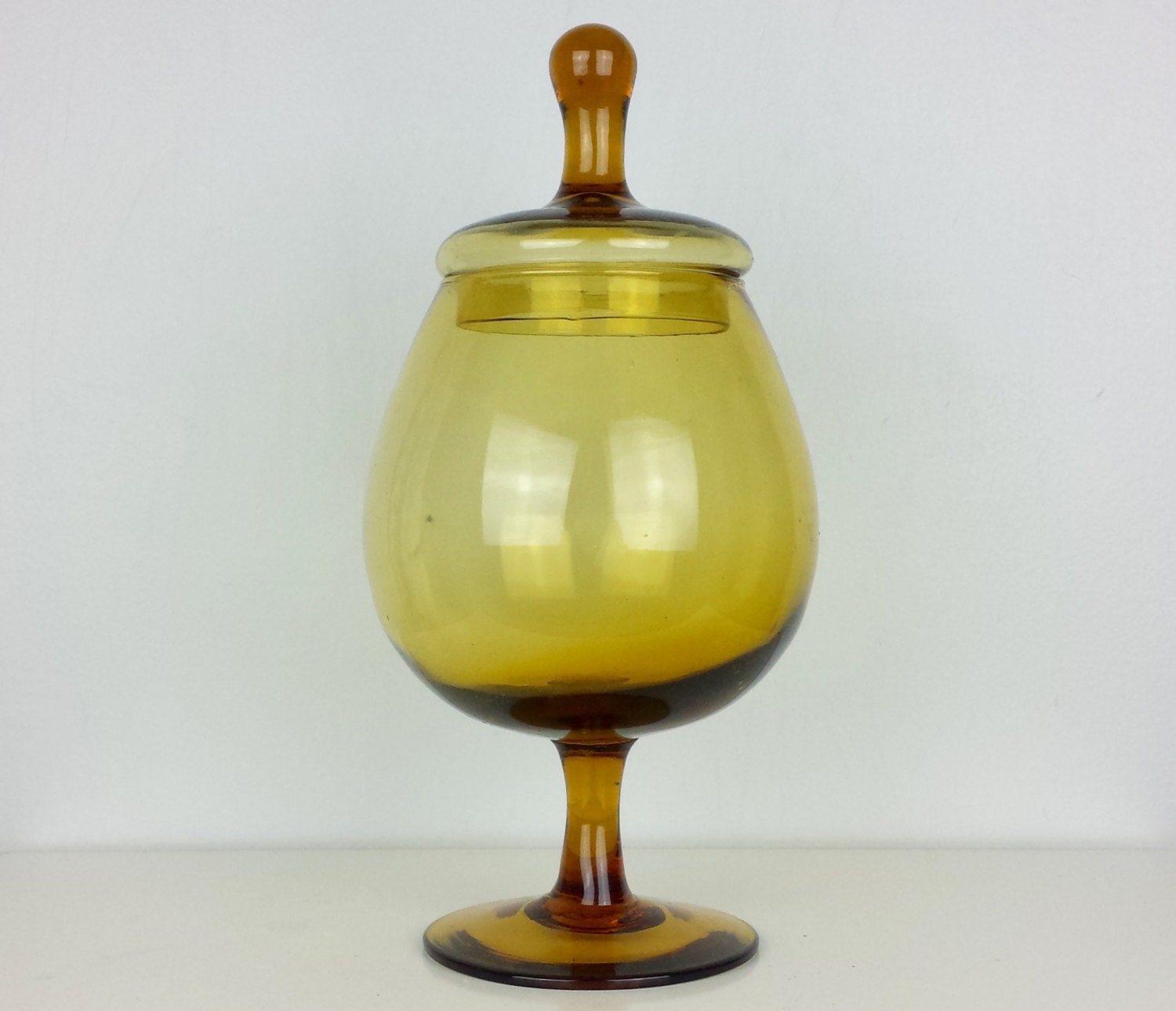 Large Amber Glass Compote Apothecary Jar with Lid Amber Glass