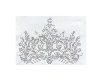 Delicate Regal Ornate Princess Crown Embroidery Design - Instant Digital Download