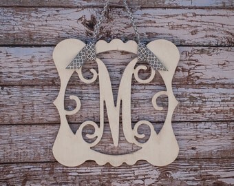 Metal Monogram Letter Monogram Wreath Door Hanger Monogram