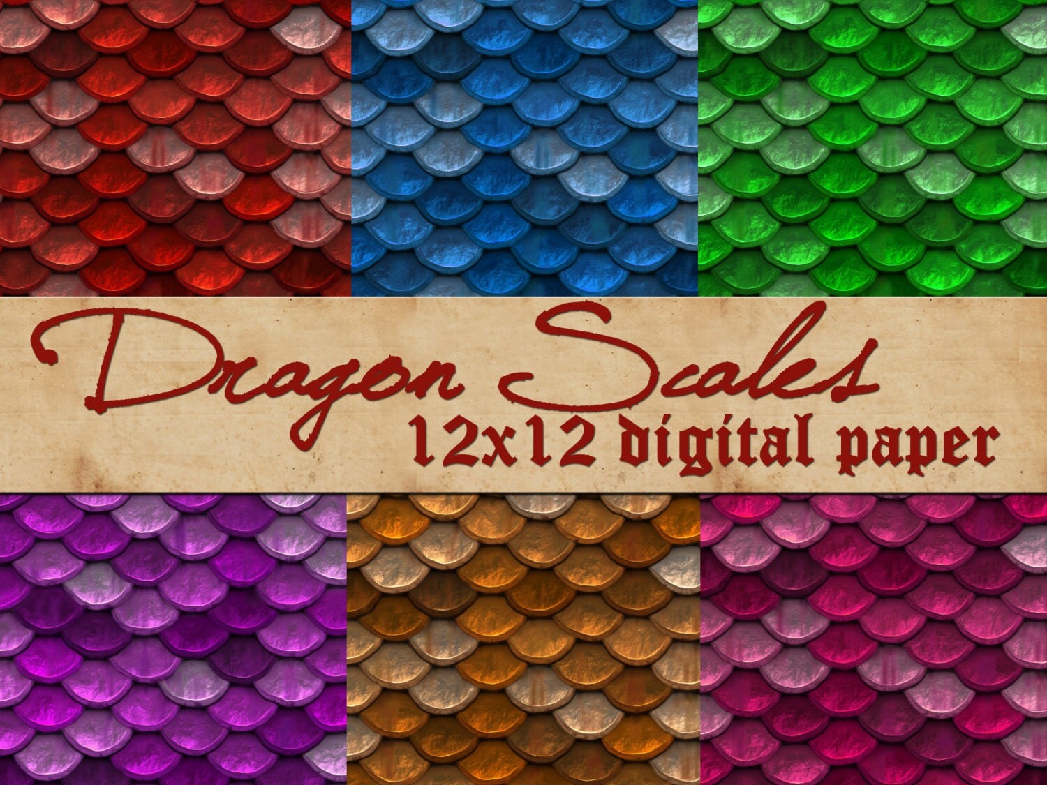 Dragon Scales Paper 12x12 inch digital download printable