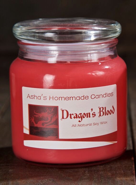 Items similar to Dragon's Blood Soy Candle 16 oz. Apothecary Jar