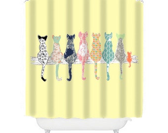 Cat shower curtain | Etsy