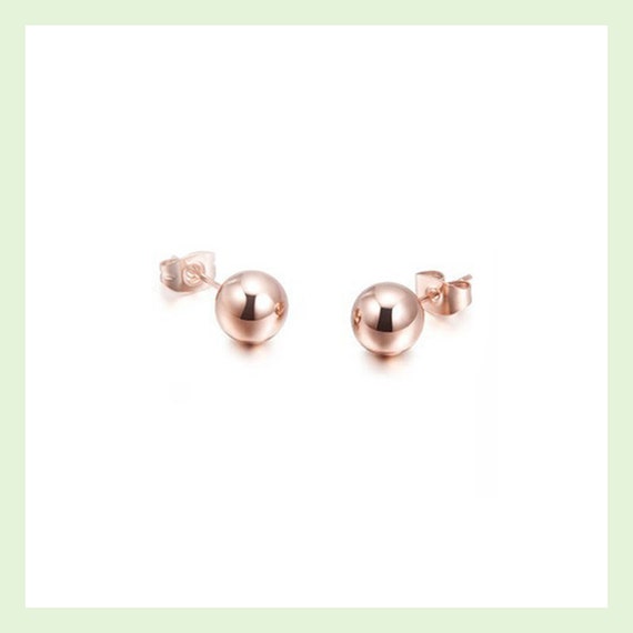 Ball Stud Earrings Rose Gold Earrings Ball by InfiniteEarrings