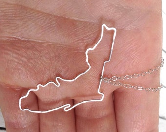 Florida State Outline Necklace - Sterling Silver Jewelry, State Necklace, Florida Necklace