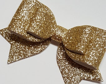 big gold hair bow.gold glitter hair bow.gold baby headband.gold baby hair clip. infant headband. newborn headband.gold double glitter bow