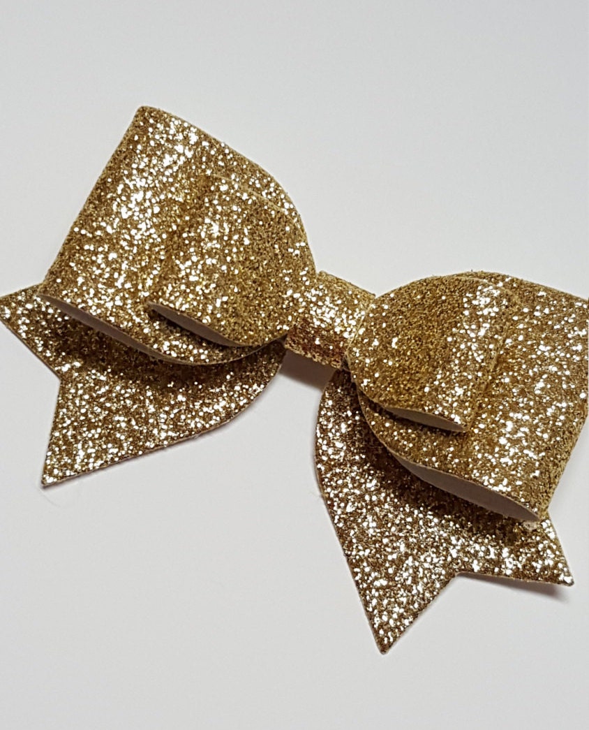 big gold hair bow.gold glitter hair bow.gold baby