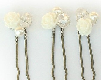 5 Haarspeldjes met roosjes