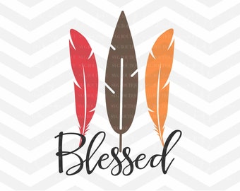Blessed SVG File, Autumn Cut File, Thanksgiving SVG File, SVG Cut File, Leaves Cut File, Branches, Cricut, Silhouette, Thanksgiving, Fall