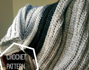 Chunky Crochet Blanket Pattern, Beginner Crochet Pattern, Chunky Ribbed Crochet Throw Pattern, Crochet Afghan Pattern, Chunky Throw Pattern