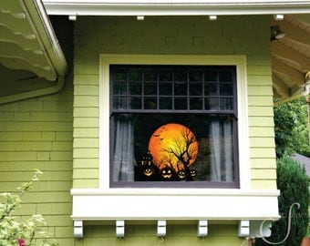 Hollow Moon Halloween / Special holiday home décor wall decal / vinyl graphic art / window sticker