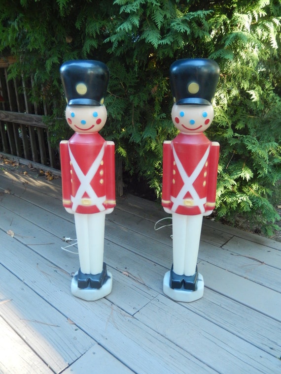 vintage Christmas toy soldiers pair lighted toy soldiers