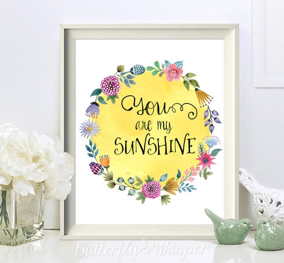 You are my sunshine Nursery decor Kidsroom by ButterflyWhisper