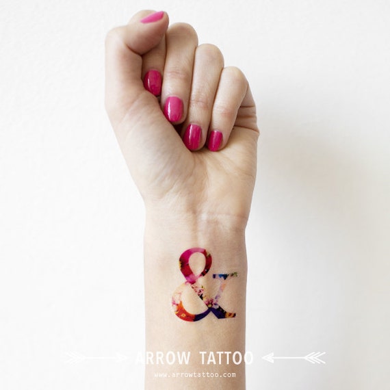 Set of 2 Ampersand Sign Tattoo Temporary Tattoo wrist ankle