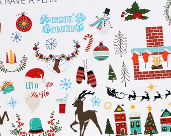 Planner Stickers Christmas Variety Deco for Erin Condren, Happy Planner, Filofax, Scrapbooking