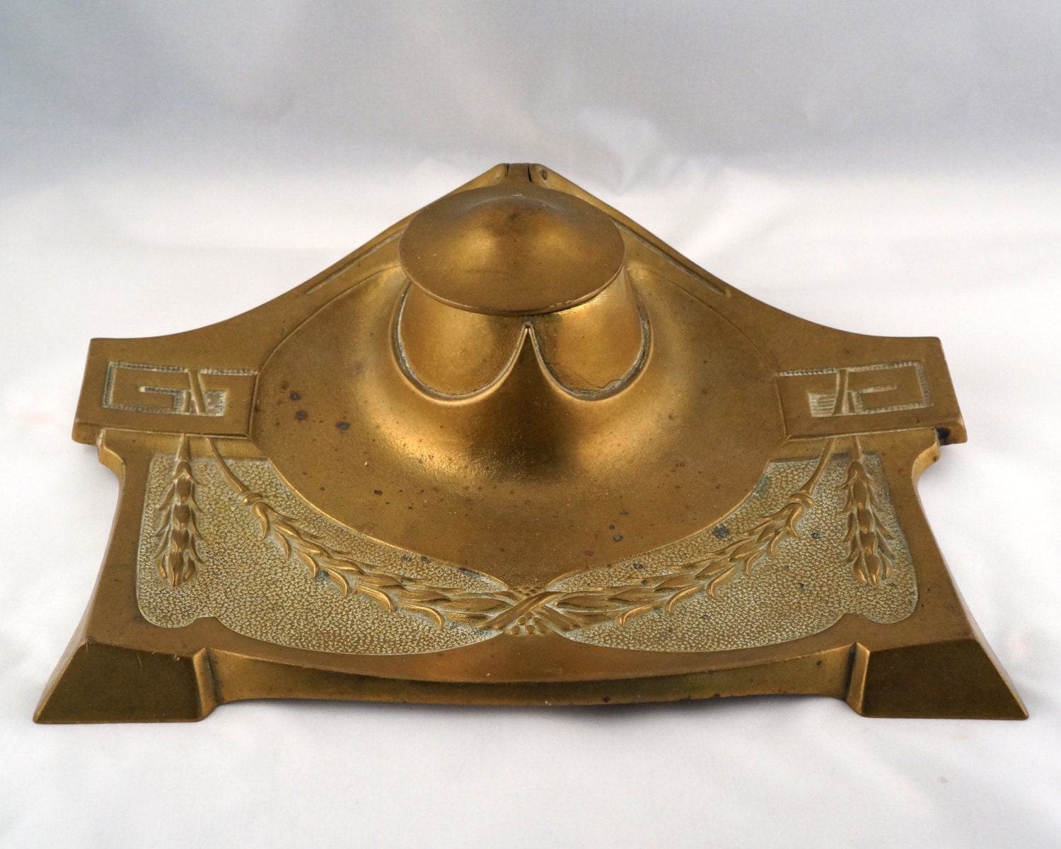 1920s Brass Art Deco Inkwell