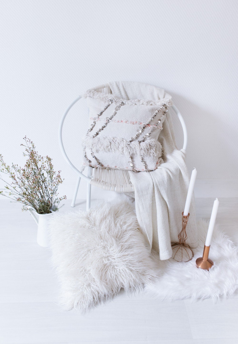 Moroccan Wedding Blanket Pillow 17.5 x 17.5 by LoomAndField