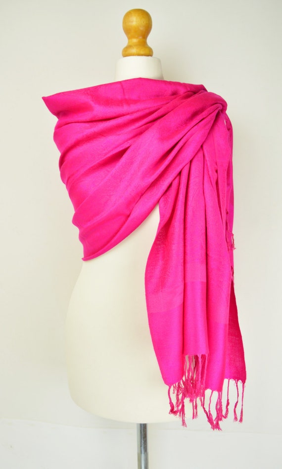 Hot Pink Paisley Pashmina By Xthescarfshop On Etsy