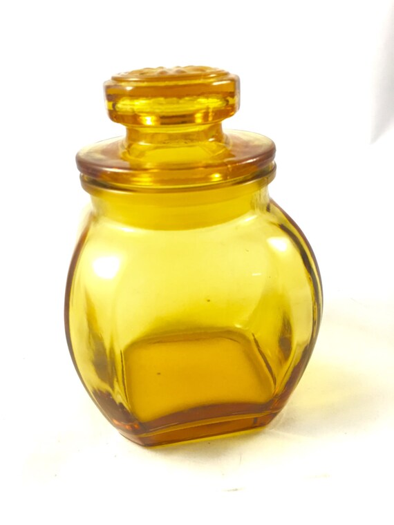 Vintage Amber Jar with Lid