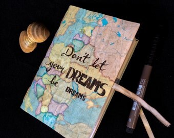 Handmade small vintage agenda/diary with Europe map.