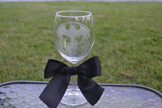 Batman Etched Wine Glass
