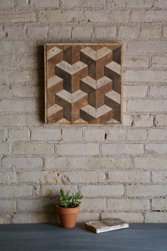 Reclaimed Wood Wall Art Decor Lath Geometric by ...