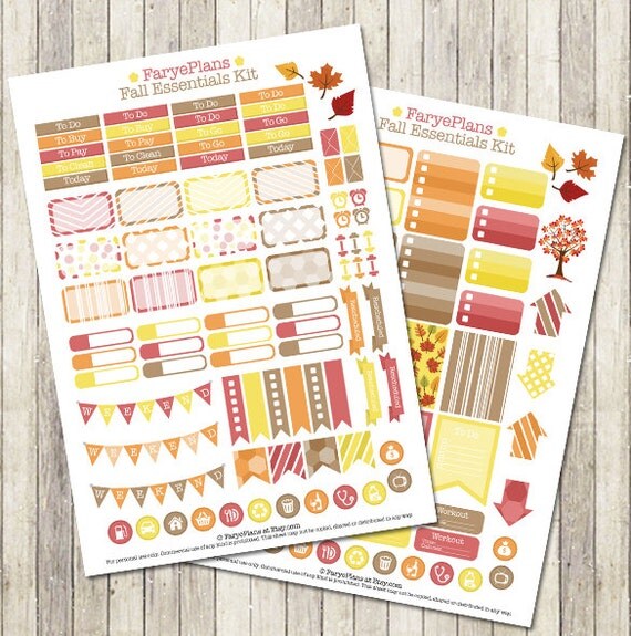 Autumn / fall leaves printable planner stickers for by FaryePlans